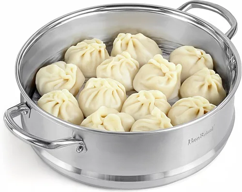 Vista 3 de Olla de vapor de acero inoxidable de 3 niveles con tapa, olla de vapor para cocinar (3 niveles), olla de cocina de múltiples capas, sartén de cocina