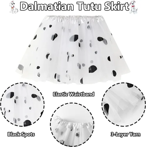 Vista 4 de Cabeny 101 Dalmatians Costume Kids 100 Days of School Costume Girls Dalmatian Costume Kids Outfit with Accessories