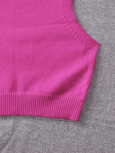 Vista 4 de SOLY HUX Suéter de punto acanalado para mujer, sin mangas, cuello redondo, camiseta corta sin mangas