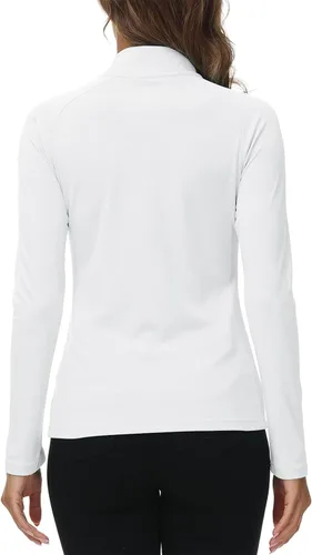 Vista 3 de MoFiz Women's Long Sleeve Golf Polo Shirts Quarter Zip Tennis Pullover Quick Dry Sun Protection Athletic Workout Running Tops