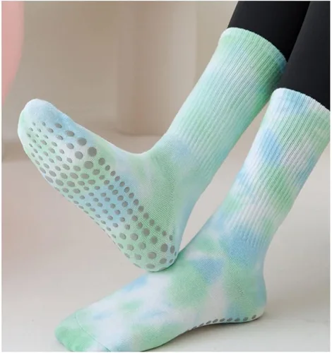 Vista 7 de HPOYUR 3 pares, calcetines de yoga de teñido anudado, calcetines antideslizantes, ideales para pilates, barra pura, ballet, danza, entrenamiento