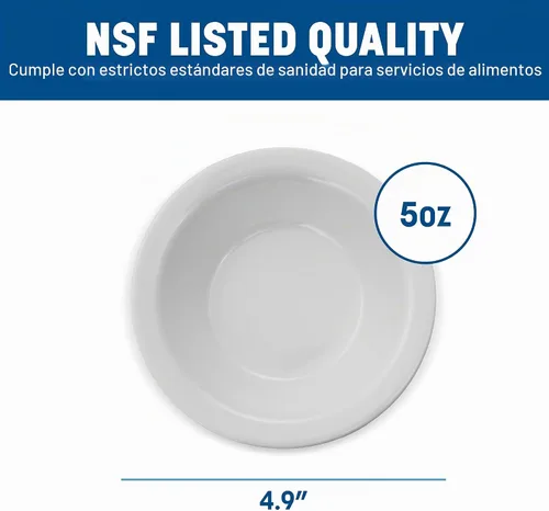 Vista 4 de Carlisle FoodService Products - Tazón reutilizable de plástico Kingline para frutas, para el hogar y el restaurante, de melamina, 5 onzas, blanco