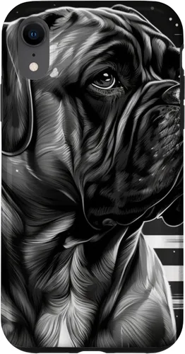 Vista 24 de iPhone 16 Bullmastiff Dog Black And White American Flag Bullmastiff Case