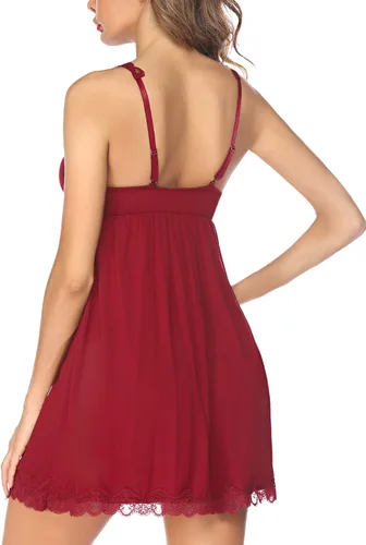 Vista 2 de Avidlove - Ropa de dormir sexy para mujer, camisón de encaje, camisón completo tipo babydoll