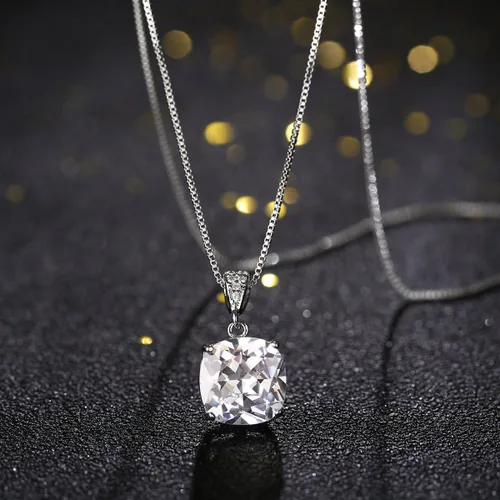 Vista 3 de Conjunto de joyería para boda, aretes de lagrima y collar con dije de circonio cúbico