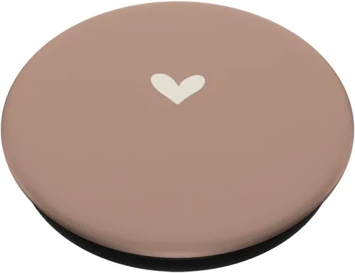 Vista 2 de Beige Sand Tan - Elegante Corazón Dibujado a Mano Simple Lindo PopSockets Estándar PopGrip