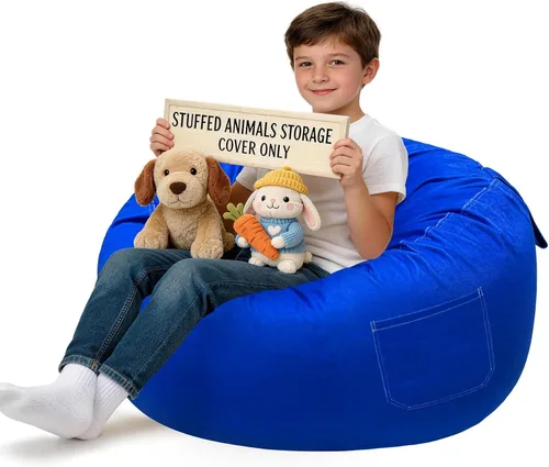 Vista 59 de Lukeight - Puf de almacenamiento de animales de peluche para niños, funda para puf de dinosaurio con cremallera para organizar la habitación