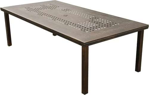 Vista 9 de Oakland Living Mesa de comedor grande rectangular de aluminio negro de 95 pulgadas para exteriores moderna
