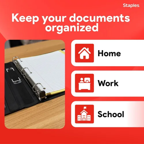 Vista 6 de Carpeta con anillos en forma de "D" de 1 pulgada para mejor visualización Staples, Negro