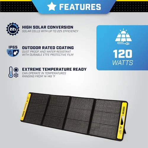 Vista 3 de Champion Power Equipment 201246 Paneles solares plegables portátiles de 120 vatios con cable de extensión y soporte