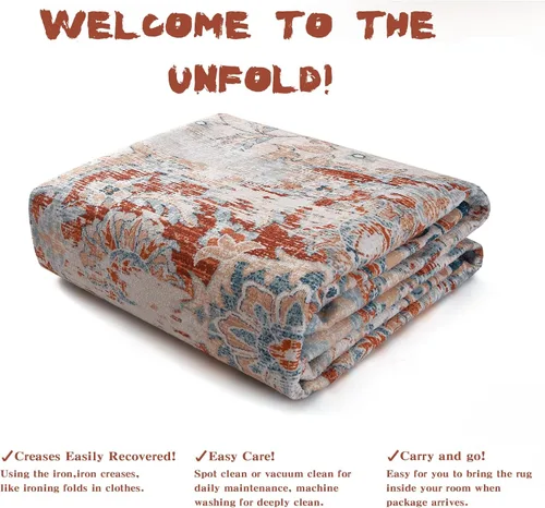Vista 4 de Fashionwu Bodered Rug - Alfombra floral vintage de 8 x 10 pies, lavable a máquina, no desprende pelo, antideslizante, para oficina, patio, comedor