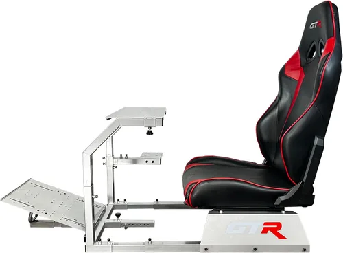 Vista 2 de GTR Simulator GTA Model Racing Cockpit - Marco de acero plegable con ruedas ajustables y soportes de pedal Plataforma SIM de nivel básico para PC