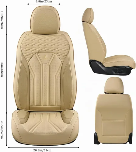 Vista 2 de FLORICH Fundas de asiento para automóviles, fundas de asiento impermeables, fundas de asiento de cuero para automóvil, paquete de 2, protector