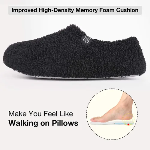 Vista 4 de HomeTop Mocasines de espuma viscoelástica de piel rizada y mullida con forro polar
