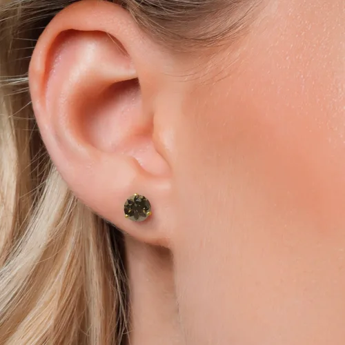 Vista 191 de Gem Stone King Aretes de Martini de oro amarillo de 14 quilates Aretes de tuerca de 3 puntas para mujeres y hombres Redondos de 0.236 pulgadas