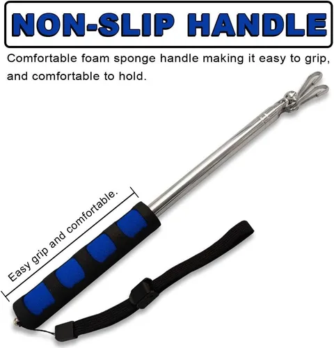 Vista 3 de Poste de mano retráctil extensible compacto (azul) - 11 pulgadas perfecto para mochilas, llevar a eventos, desfiles, excursiones, fiestas, etc