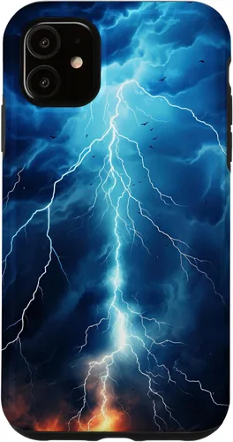 Vista 8 de iPhone 13 Pro Max Cool Blue Lightning Bolt Storm Funda de arte gráfico Wild Nature Sky