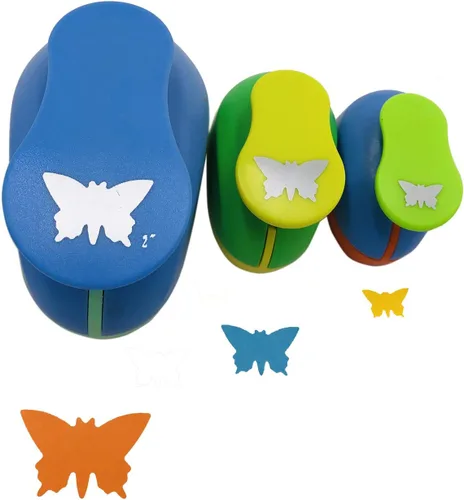 Vista 2 de Punchers de papel de 2 pulgadas, 1 pulgada y 5/8 pulgadas, 3 piezas, para álbumes de recortes, para manualidades (mariposa)