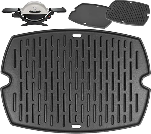 Vista 10 de 7582 Parrilla para Weber Baby Q, Accesorios Weber Q1000, Q1200, Q1400, Q100, Q120, Q140, 386001, 386002, Hierro Fundido Esmaltado Mate, Negro