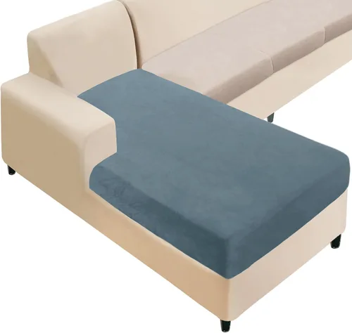 Vista 16 de NAISI Fundas de cojín de sofá de terciopelo elásticas de 1 pieza, fundas de asiento de sofá o respaldo, fundas suaves individuales para sofá Beige