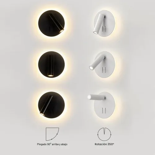 Vista 3 de Moderna lámpara de pared de montaje en pared enfocada para cama de lectura con interruptor, aplique de pared LED, luces de cabecero giratorias, foco