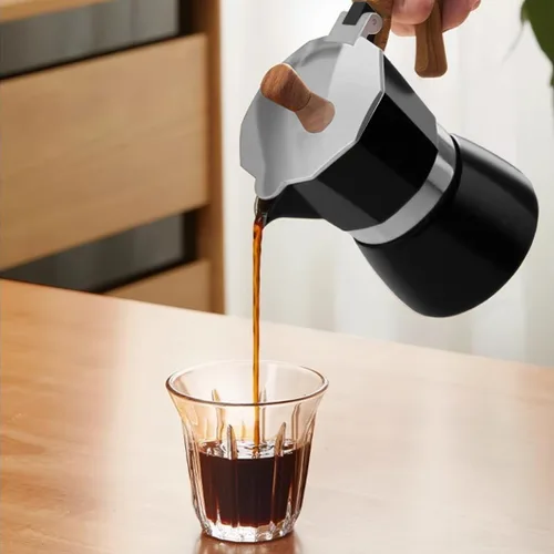 Vista 6 de Moka Pot - Máquina de café expreso para café cubano rico y café expreso de estilo italiano, percolador de aluminio de 3 tazas, experiencia