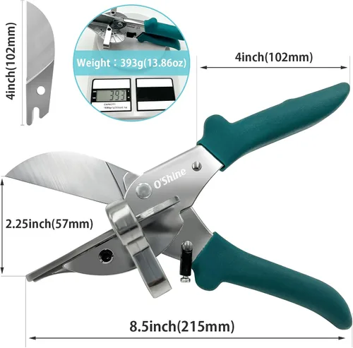 Vista 5 de O’Shine Tijeras de inglete para corte angular, molduras, manualidades, cortador de molduras para zapatos, herramienta manual de corte de ángulo