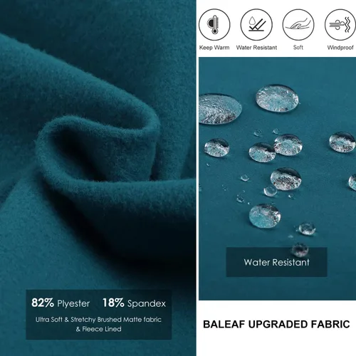 Vista 3 de BALEAF Mallas de correr de vellón para hombre pantalones térmicos resistentes al agua leggings con cremallera en las piernas bolsillos para ciclismo