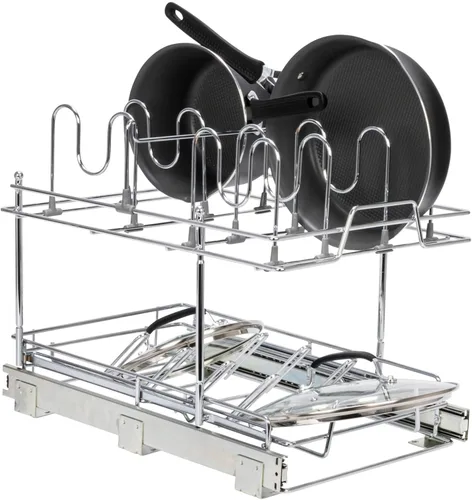 Vista 26 de Household Essentials Glidez - Organizador de almacenamiento multiusos de acero cromado extraíble/deslizante para uso debajo del gabinete - Diseño
