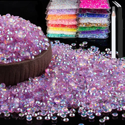 Vista 55 de 15000 diamantes de imitación de resina de 0.079 pulgadas a granel, diamantes de imitación de gelatina redondos negros con parte trasera plana, gemas