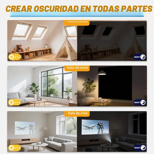 Vista 5 de Cortinas opacas para dormitorio, cubierta opaca portátil para ventana, persianas opacas sin taladro, cortinas opacas cortables, para ventanas