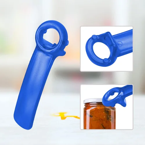 Vista 3 de 1 paquete de abridor de tarros con llave de tarro azul, el original fácil uso por cualquier persona (transparente)