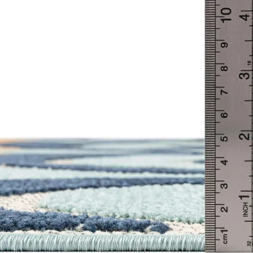 Vista 5 de Unique Loom Belize Outdoor Collection - Alfombra rectangular de 2 x 3 pies 1 pulgada, color azul y naranja