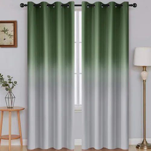 Vista 131 de SimpleHome Cortinas degradadas degradadas para oscurecer la habitación de 36 pulgadas de largo para dormitorio, con ojales y bloqueo de luz Negro