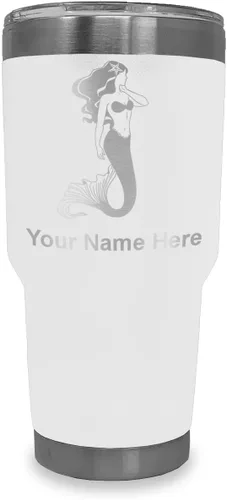 Vista 18 de LaserGram Vaso aislado al vacío de 20 onzas, sirena, grabado personalizado incluido (negro)