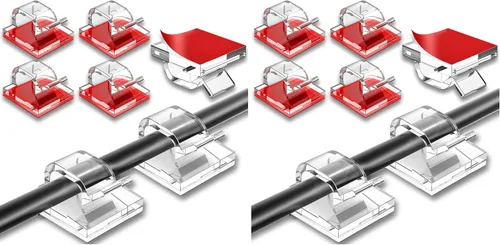 Vista 13 de 65 piezas de clips para cables, organizador de cables adhesivo, soporte de cable, clip de alambre, gestión de cables, ganchos autoadhesivos, soporte
