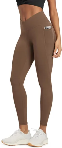 Vista 7 de ODODOS Leggings Suaves como Mantequilla de Cintura Cruzada con Bolsillos para Mujeres, ODCLOUD Pantalones de Yoga Lounge Cruzados de 25" / 28