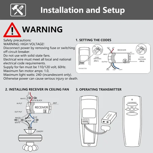Vista 6 de Fan-HD Kit + paquete FAN28R, kit de control remoto universal para ventilador de techo de repuesto para Hampton Bay, Hunter, Harbor Breeze, No
