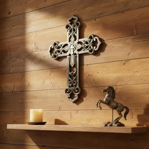 Vista 3 de Comfy Hour - Cruces de pared de 13.3 pulgadas para decoración del hogar Estilo bronce antiguo con centro plateado