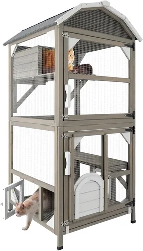 Vista 13 de Gowoodhut Catio - Recintos para gatos al aire libre, casa grande de madera