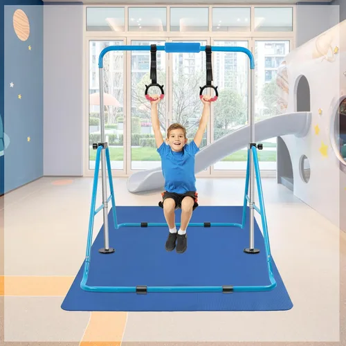 Vista 7 de YEEGO DIRECT Barra de gimnasia con anillos, barra de gimnasia plegable para niños de 3 a 12 años, expandible para entrenamiento en casa, regalos