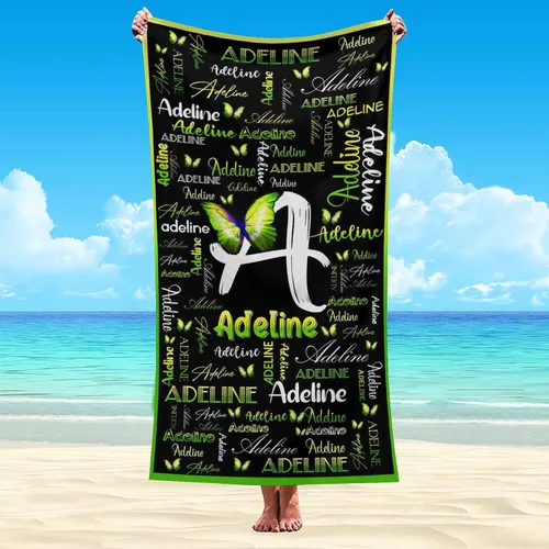 Vista 28 de Artsadd Toalla de playa personalizada para adultos, manta de playa personalizada de baloncesto con nombre inicial como regalo de fiesta para viajes