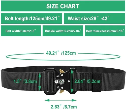 Vista 4 de Cinturones Tácticos para Hombres Paquete de 4, Cinturón Web Militar con Brújula, Cinturón Rigger de Servicio Pesado con Hebilla de Metal