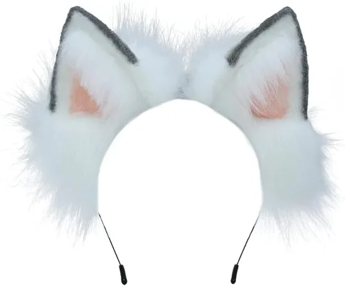 Vista 8 de VIGVAN Orejas de zorro de lobo hechas a mano Animal Cosplay Cute Head Accesorios para Halloween (negro)