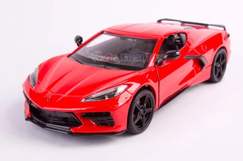 Vista 3 de Motormax 79360 Chevrolet Corvette C8 Stingray Red Timeless Legends 1/24 modelo de auto fundido a presión 2020