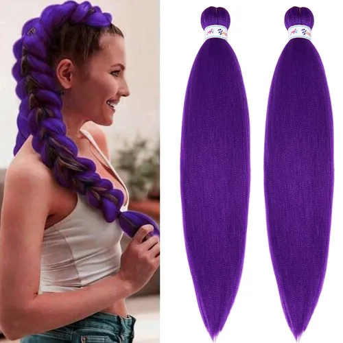 Vista 40 de Pelo trenzado corto 1B negro preestirado Extensiones de pelo trenzado para niños para trenzas de caja sin nudos, pelo trenzado preestirado de 16