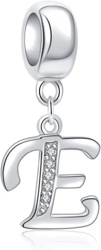 Vista 22 de ABUN Abalorio de plata de ley 925 con letra A a la Z, espaciador de inicial, con circonita cúbica transparete colgante, auténtica, para pulseras