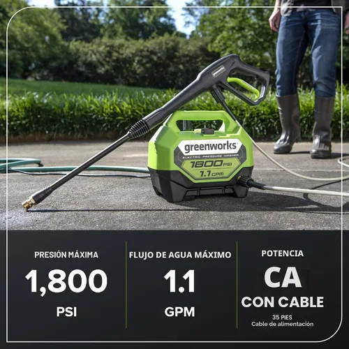 Vista 4 de Greenworks Lavadora a presión eléctrica de 1800 PSI (1.1 GPM) con certificación PWMA