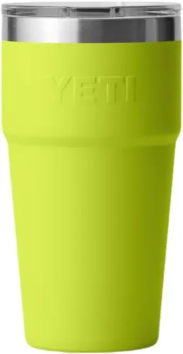 Vista 2 de YETI Rambler - Vaso apilable de 16 onzas, aislado al vacío, acero inoxidable con tapa MagSlider, color verde amarillento