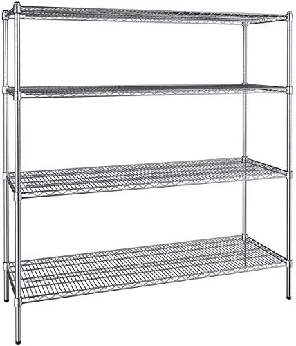 Vista 165 de Kit de 4 estantes de epoxi verde NSF de 21 x 72 pulgadas con postes de 86 pulgadas, estantería de almacenamiento resistente, kit de estantería